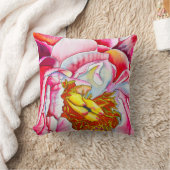 ピンク牡丹の花水色 クッション (ブランケット)