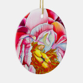 ピンク牡丹の花水色 セラミックオーナメント (右)