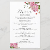 ピンク牡丹の花結婚のディナーメニュー (正面)