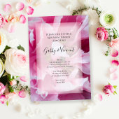 ピンク牡丹の花結婚のリハーサルディナー 招待状