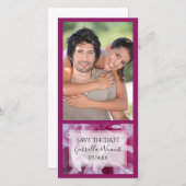 ピンク牡丹の花結婚式の日付を保存 セーブザデート (正面/裏面)