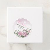 ピンク牡丹の葉の水色花嫁ありがとう フェイバータグ (インサイチュ)