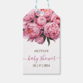 ピンク牡丹の赤ちゃんシャワー ギフトタグ (正面)