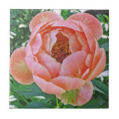 ピンク牡丹を有するセラミックタイル・五徳 タイル (正面)