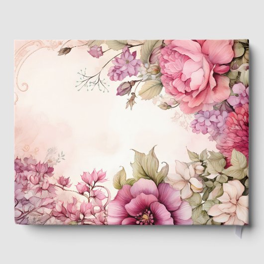 ピンク牡丹アスター結婚ズフローラ ゲストブック (裏面)