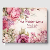 ピンク牡丹アスター結婚ズフローラ ゲストブック (正面)
