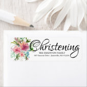 ピンク牡丹ウォーター色フローラ差出人住所ラベル ラベル (インサイチュ)