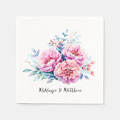 ピンク牡丹エアリー水カラー結婚フローラ スタンダードカクテルナプキン (正面)