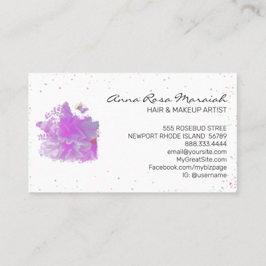 *~*ピンク牡丹オリジナル絵を描ズ蝶AR3 名刺 (裏面)