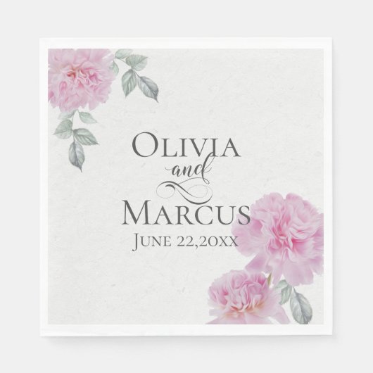 ピンク牡丹オンライス紙質感 スタンダードランチョンナプキン (正面)