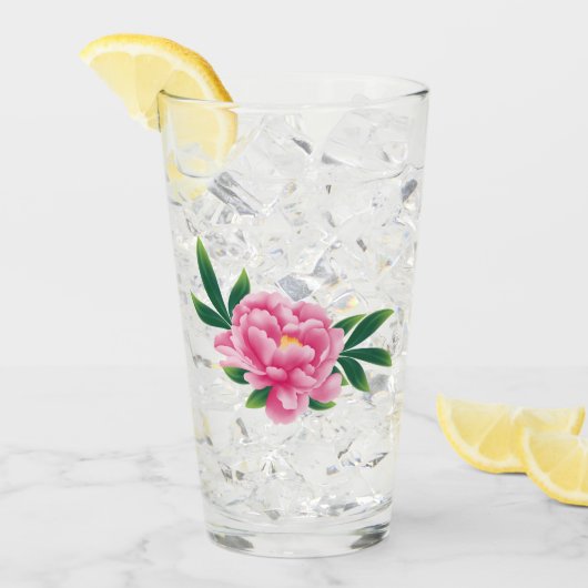 ピンク牡丹ガラス タンブラーグラス (アイス正面)