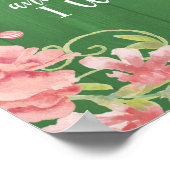 ピンク牡丹グリーンタイポグラフィ結婚引用文徴候 ポスター (角)