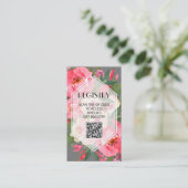 ピンク牡丹グレーブライダルシャワーレジストリQRコード エンクロージャーカード (スタンド正面)