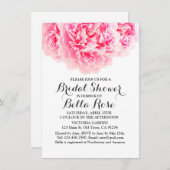 ピンク牡丹シルバーグレーブライダルシャワー招待状牡丹3 招待状 (正面/裏面)
