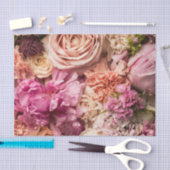 ピンク牡丹バラフローラ背景ティッシュペーパー 薄葉紙 (クラフト)