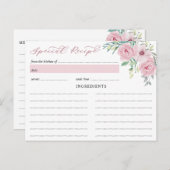 ピンク牡丹バラ花ブライダルシャワーレシピカード ポストカード (正面/裏面)