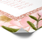 ピンク牡丹バラ金ゴールドベビーシャワー着座表 ポスター (角)