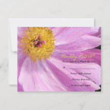 ピンク牡丹バルミツワー招待状RSVP返信カード