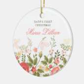 ピンク牡丹パーソナライズされた蝶ベビー第1位 セラミックオーナメント (左)