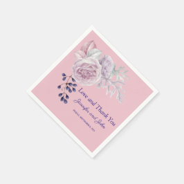 ピンク牡丹パープルジオメトリックフレーム結婚ズ スタンダードカクテルナプキン