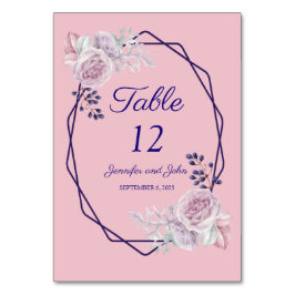 ピンク牡丹パープルジオメトリックフレーム結婚ズ テーブルナンバー