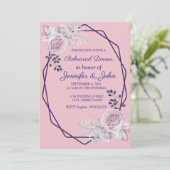 ピンク牡丹パープルジオメトリックフレーム 招待状 (スタンド正面)