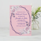 ピンク牡丹パープルジオメトリックフレーム 招待状 (スタンド正面)