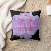 ピンク牡丹パープルモノグラムフローラブラックスローピル クッション (ブランケット)