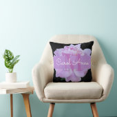 ピンク牡丹パープルモノグラムフローラブラックスローピル クッション (椅子)