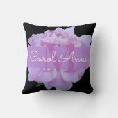 ピンク牡丹パープルモノグラムフローラブラックスローピル クッション (裏面)