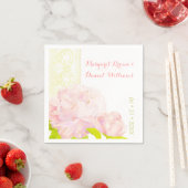 ピンク牡丹フェイクアイボリー結婚レース スタンダードカクテルナプキン (インサイチュ)