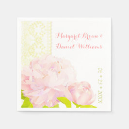 ピンク牡丹フェイクアイボリー結婚レース スタンダードカクテルナプキン