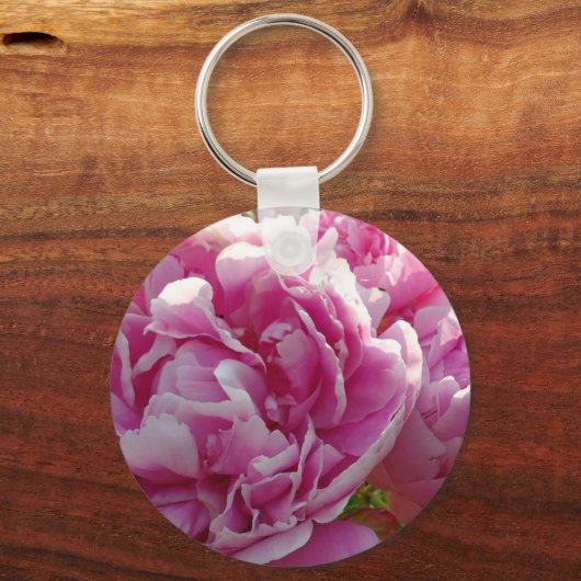 ピンク牡丹フォトコテージファームハウスフローラガーデン キーホルダー (正面)