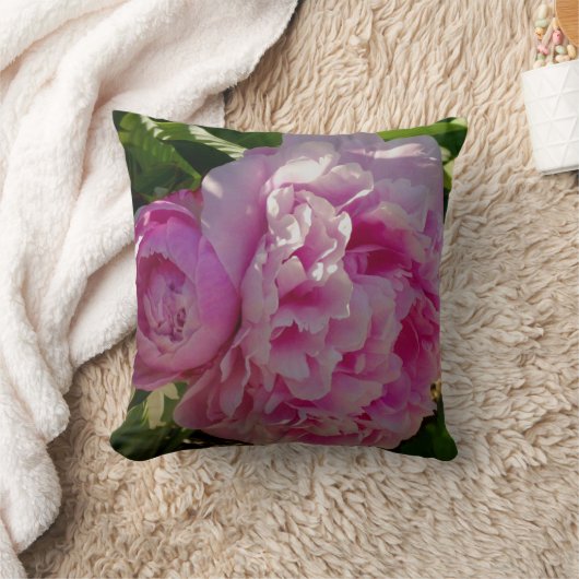 ピンク牡丹フォトコテージファームハウスフローラガーデン クッション (ブランケット)