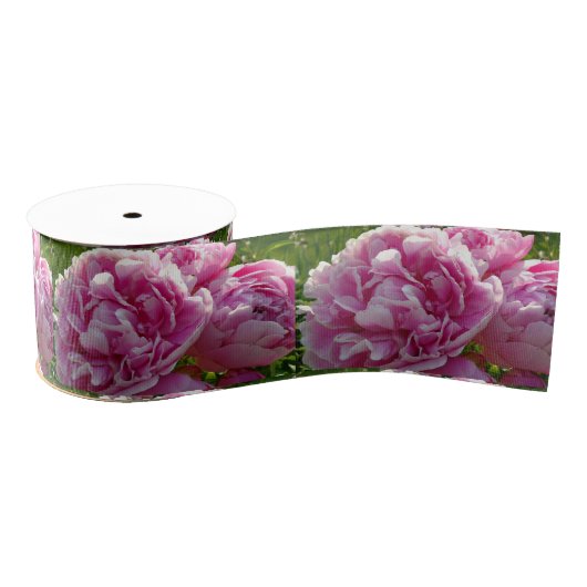 ピンク牡丹フォトコテージファームハウスフローラガーデン グログランリボン (リール)