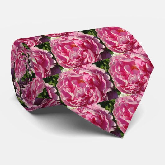 ピンク牡丹フォトコテージファームハウスフローラガーデン ネクタイ (ロール)