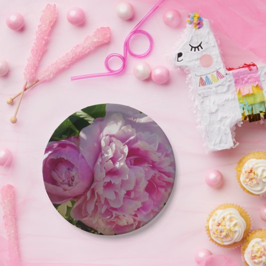 ピンク牡丹フォトコテージファームハウスフローラガーデン ペーパープレート (パーティー)