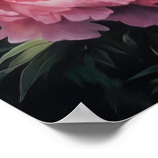 ピンク牡丹フラワーアートプリントポスター ポスター (角)