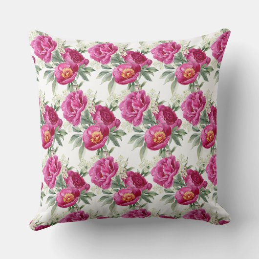 ピンク牡丹フラワーズブーケ装飾用クッション クッション (裏面)