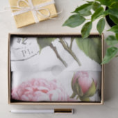 ピンク牡丹フラワードラゴンフライフランスのポストマーククラフト 薄葉紙 (ギフト)