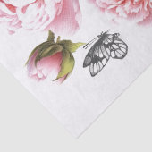 ピンク牡丹フラワーバタフライフランスのポストマーククラフト 薄葉紙 (詳細)