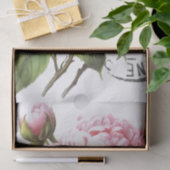 ピンク牡丹フラワーバタフライフランスのポストマーククラフト 薄葉紙 (ギフト)