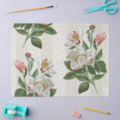 ピンク牡丹フラワーフローラレースストライプデコペ 薄葉紙 (クラフト)