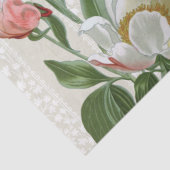 ピンク牡丹フラワーフローラレースストライプデコペ 薄葉紙 (詳細)