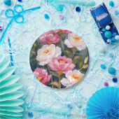 ピンク牡丹フラワーブーケ水彩 ペーパープレート (パーティー)