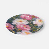 ピンク牡丹フラワーブーケ水彩 ペーパープレート (アングル)