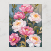 ピンク牡丹フラワーブーケ ポストカード (正面)