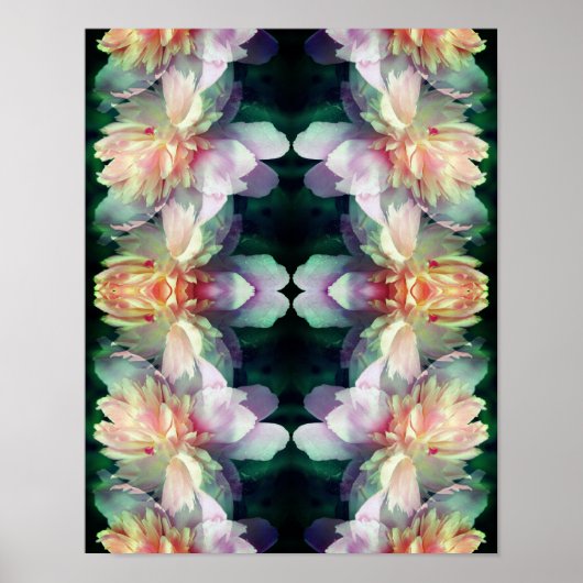 ピンク牡丹フラワー抽象芸術 ポスター (正面)