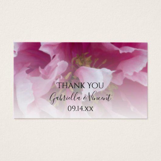 ピンク牡丹フラワー結婚式の引き出物ラベル (正面)