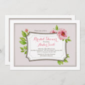 ピンク牡丹フレーム2招待状 招待状 (正面/裏面)